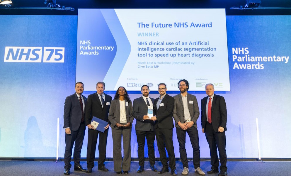 Raida Imaging team receiving the Future NHS Award at the NHS Parliamentary Awards ceremony